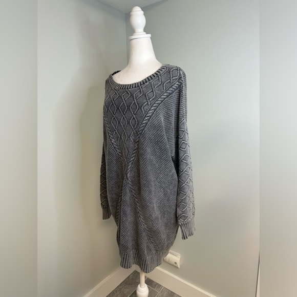ROXY Snowday Sweater Chunky Kjit Gray Boho Fall Winter Dress Size Large - Picture 6 of 17